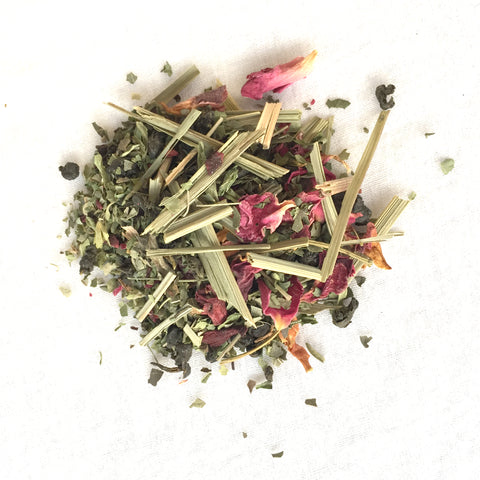 silver lining - darjeeling green tea, moringa petals, mint, stevia leaf
